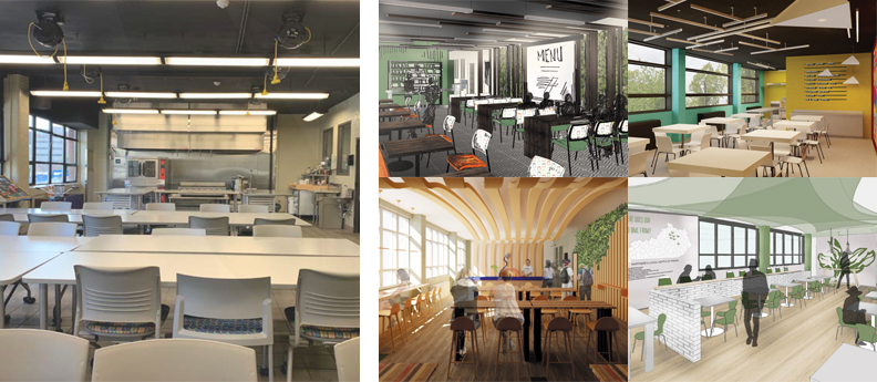 Drawings of concept art for new classroom interiors