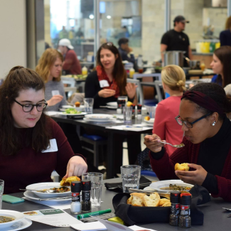 Students eating in UK dining