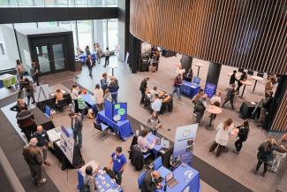 Aerial view of the sustainability showcase exhibitors