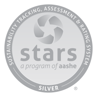 Award seal in silver that says STARS Sustainability Tracking Assessment and Rating System A program of AASHE